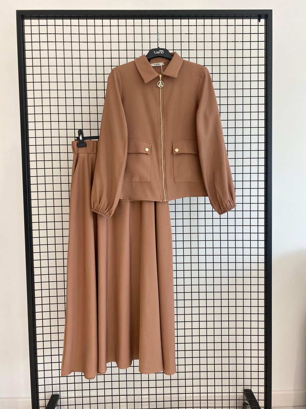 Armine Trend Ceketli ETEKLİ Viskon Takım 25YT622 camel
