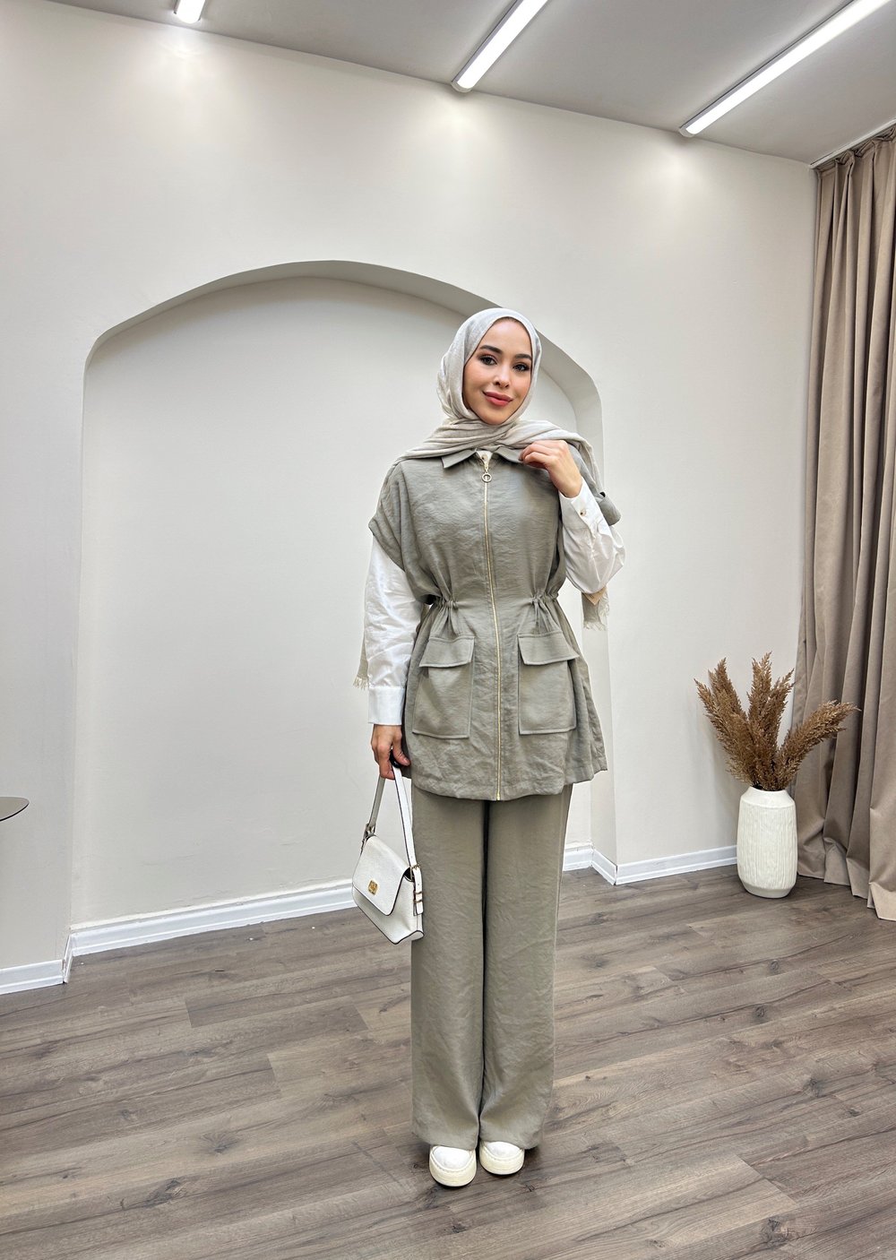 ARMİNE TREND CEPLİ PANTOLONLU TAKIM 25YT685 küf yeşili