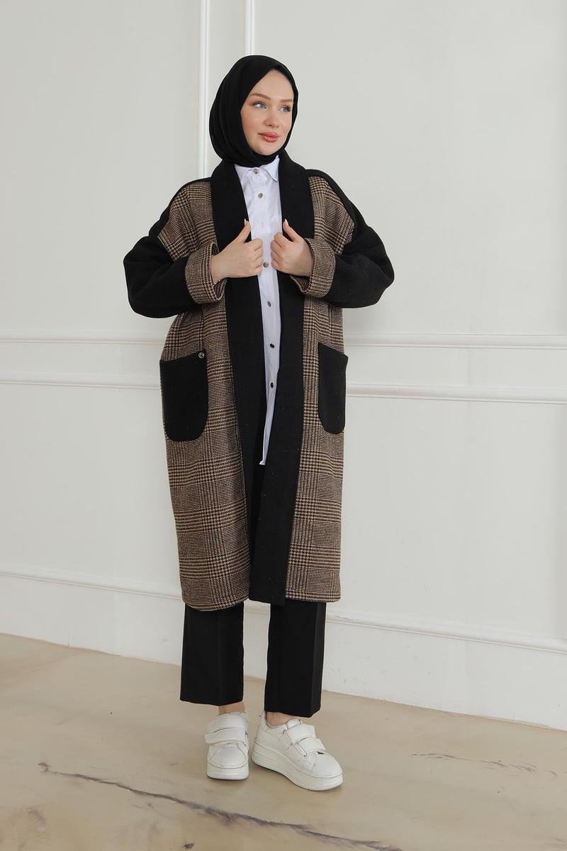 ARMİNE TREND Yanları Cepli Örgü Desenli Giy Çık-Siyah 24KT554