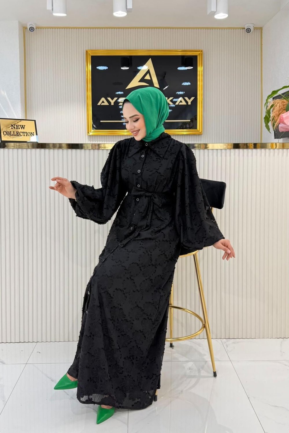 AYŞE AKAY BALON KOL ASTARLI ELBİSE