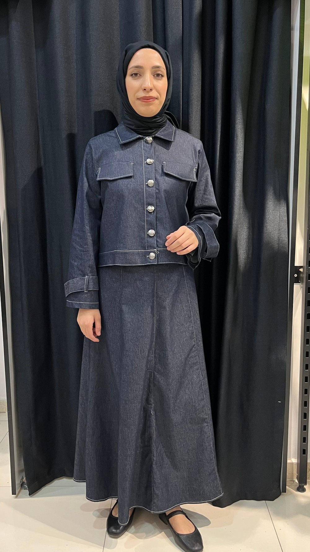 Liva Tensel Denim Ceketli Takım - Mavi