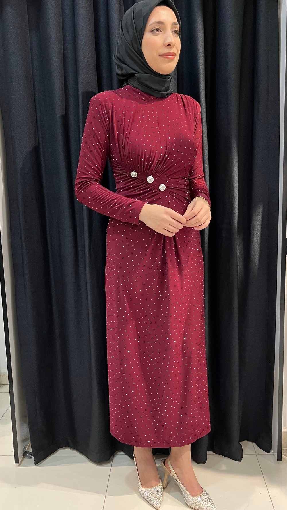 Lunera Sandy Elbise - Bordo