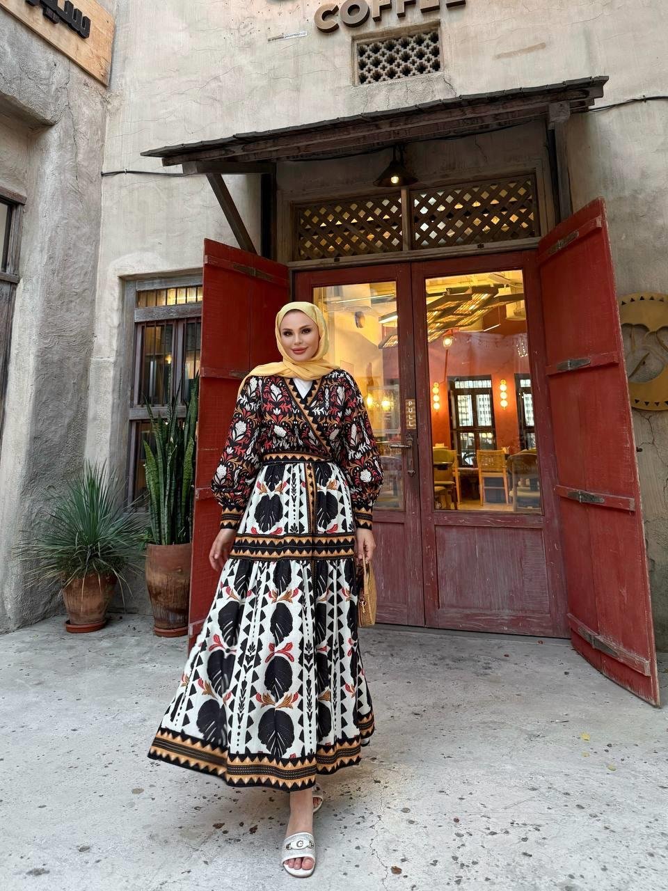 Nagge Etnik desen poplin kumaş Etekli Takım Elbise bordo
