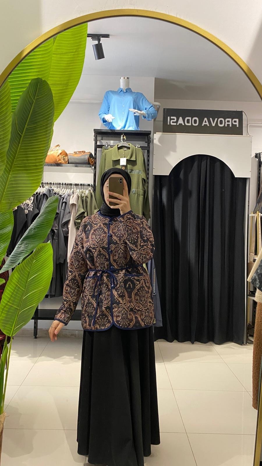 NurEtnik Dokulu Premium Ceket – Zarif & Modern Stil Lacivert