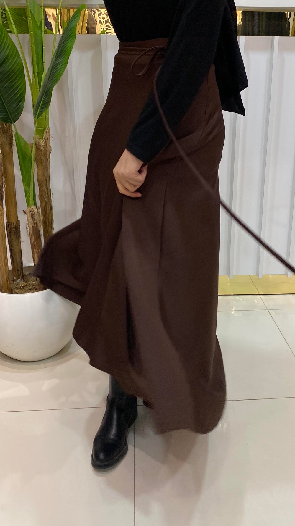 NURMELLA Beli Bağlamalı Scuba Etek /kahverengi
