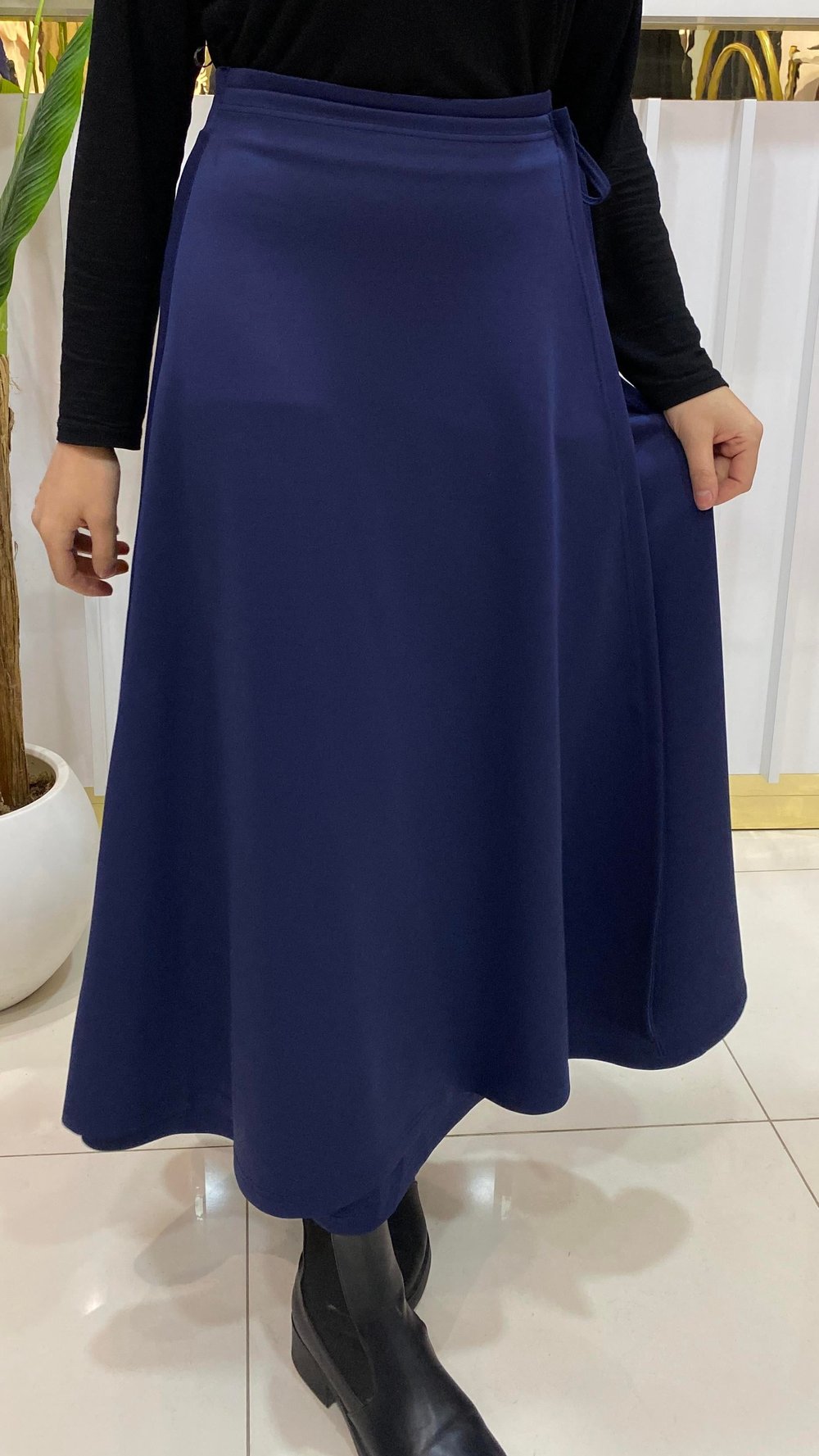 NURMELLA Beli Bağlamalı Scuba Etek / Lacivert 