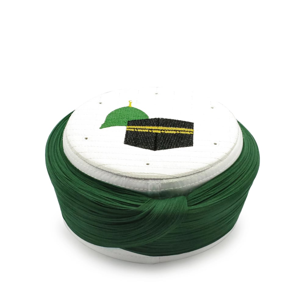 Hac Umre Sarığı – Yeşil Kumaş – Beyaz Takke – Düz Sarım – Mekke-Medine – 7 Metre