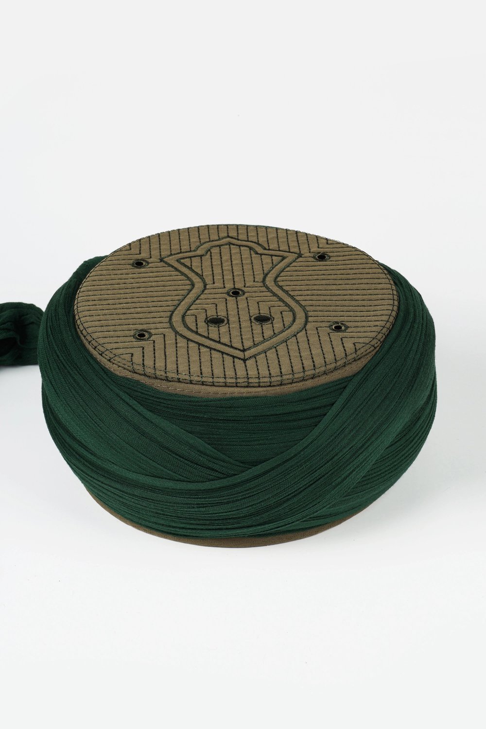 Namaz Sarığı - Yeşil Kumaş - Yeşil Takke - Çapraz Sarım - Nâli Şerif - 7 metre (Züabeli)