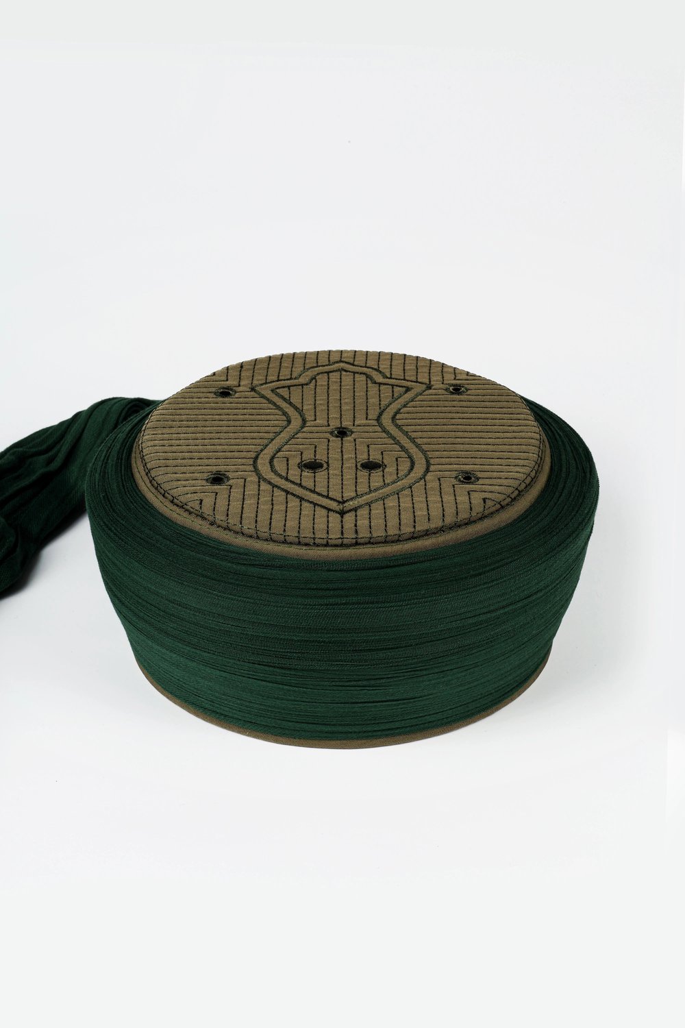 Namaz Sarığı - Yeşil Kumaş - Yeşil Takke - Düz Sarım - Nâli Şerif - 7 metre (Züabeli)