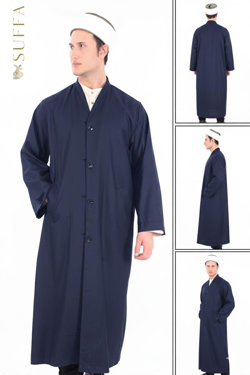 BUHARA YAKA DÜĞMELİ MEVSİMLİK CÜBBE | YARIM ASTARLI