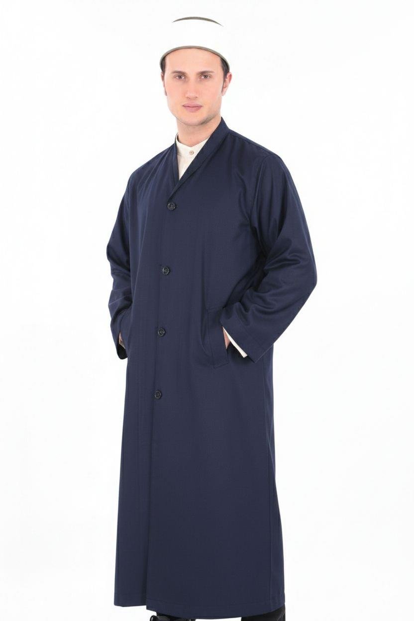 BUHARA YAKA DÜĞMELİ MEVSİMLİK CÜBBE | YARIM ASTARLI