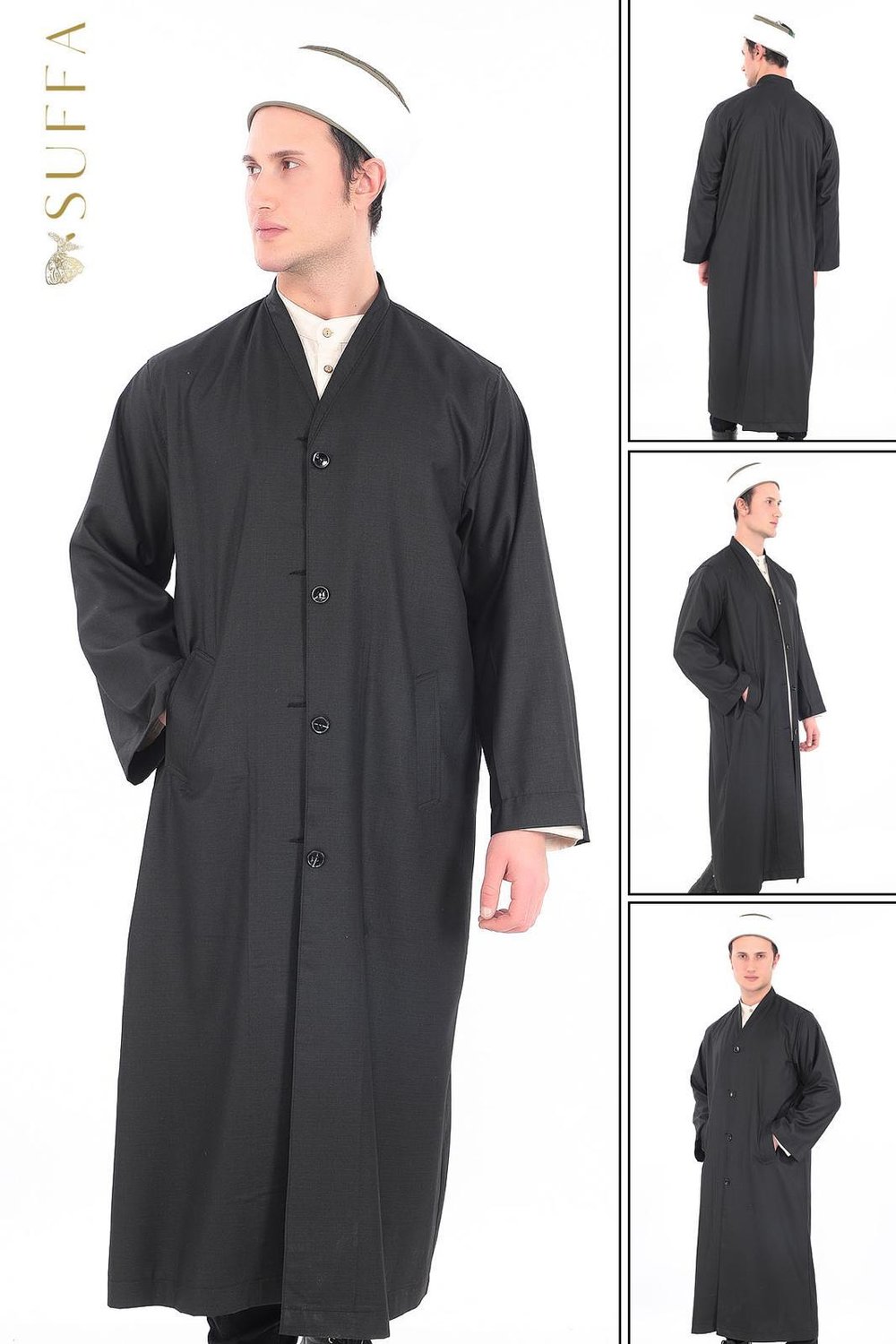 BUHARA YAKA DÜĞMELİ MEVSİMLİK CÜBBE | YARIM ASTARLI