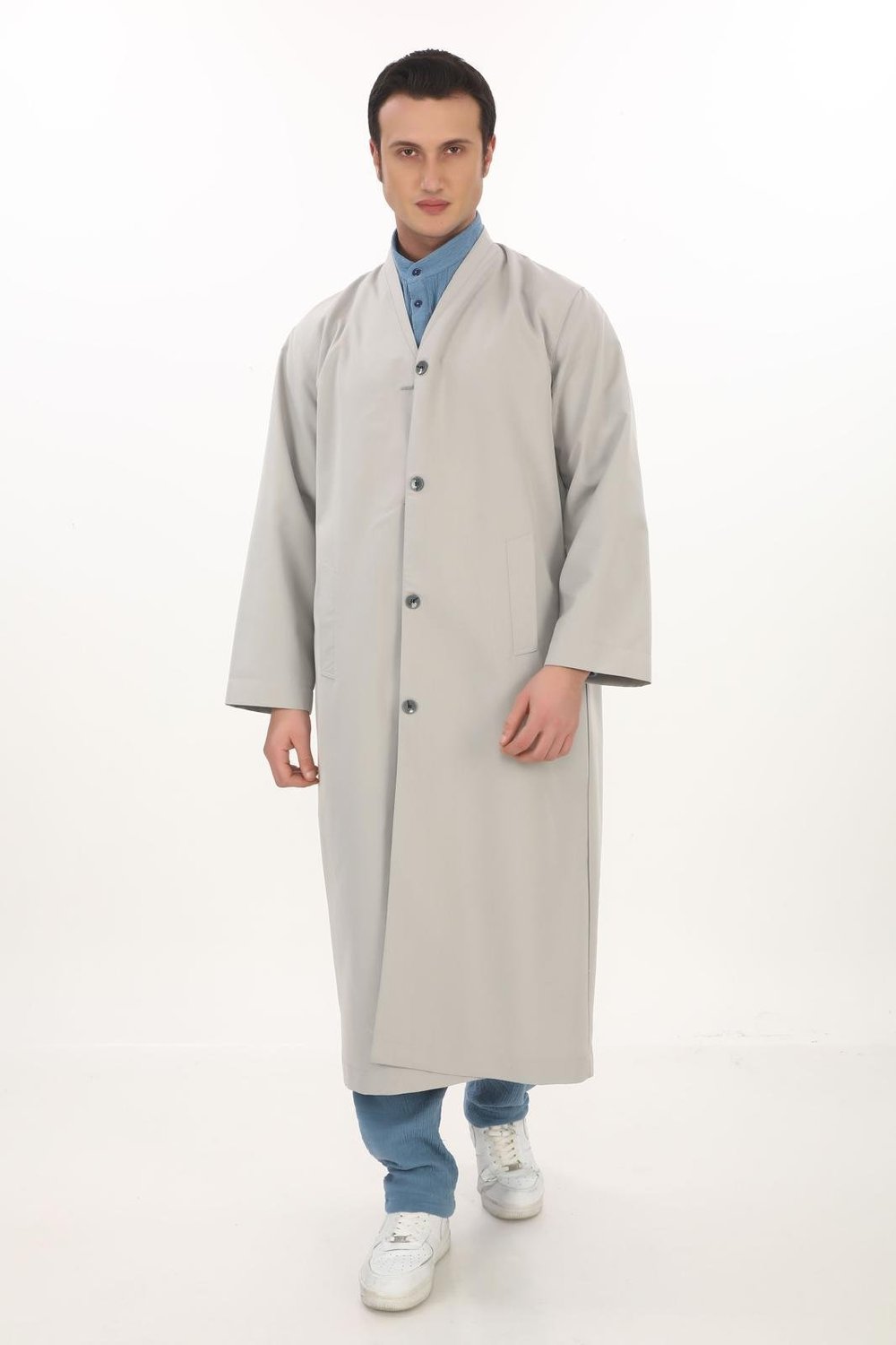 BUHARA YAKA DÜĞMELİ MEVSİMLİK CÜBBE | YARIM ASTARLI