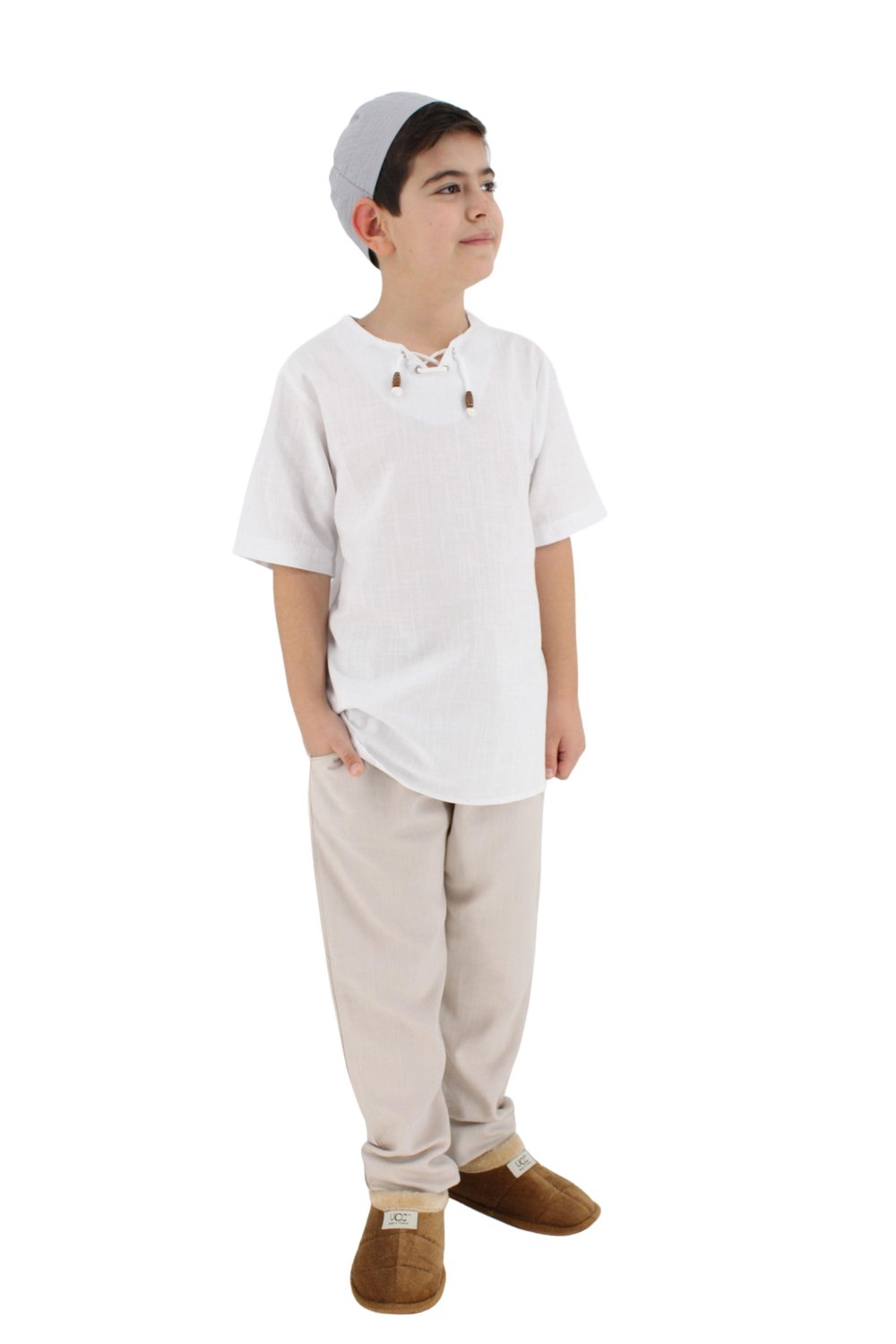 Çocuk Keten Gömlek İpli %100 Pamuk Flamlı Kumaş