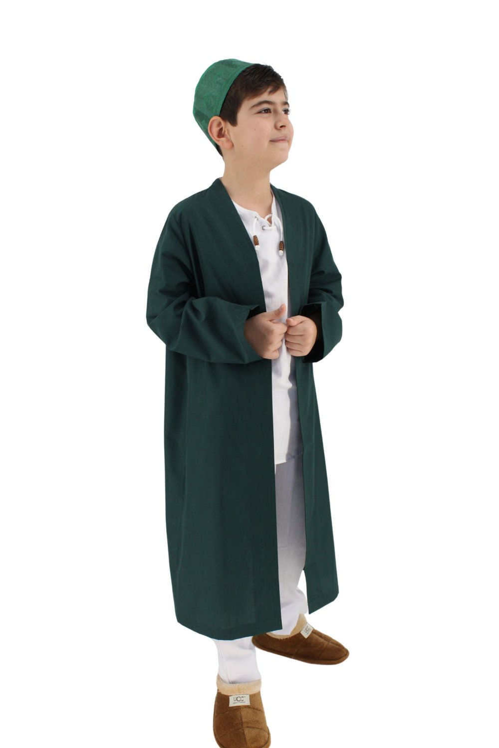 Çocuk Namaz Cübbesi – Buhara Yaka Beyaz | Rahat ve Terletmeyen Kumaş
