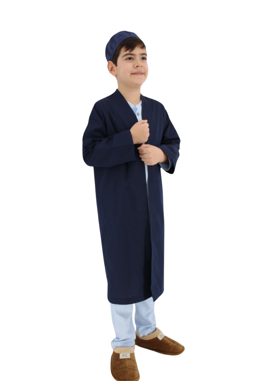 Çocuk Namaz Cübbesi – Buhara Yaka Beyaz | Rahat ve Terletmeyen Kumaş