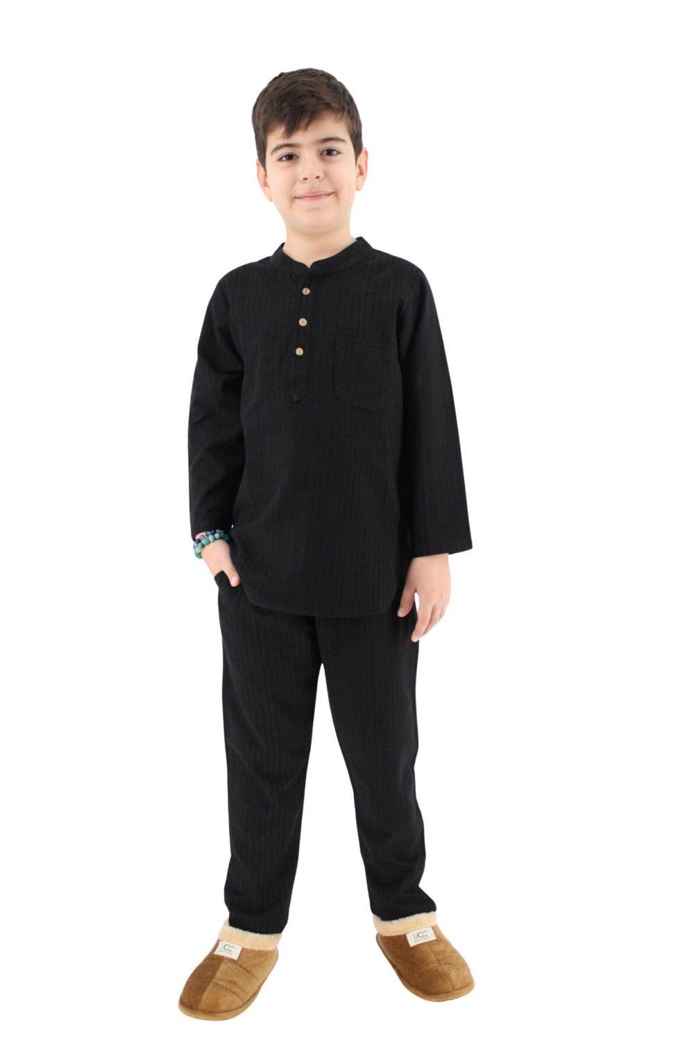 Lüks Keten Çocuk Erkek Umre Kıyafeti Alt Üst Takım