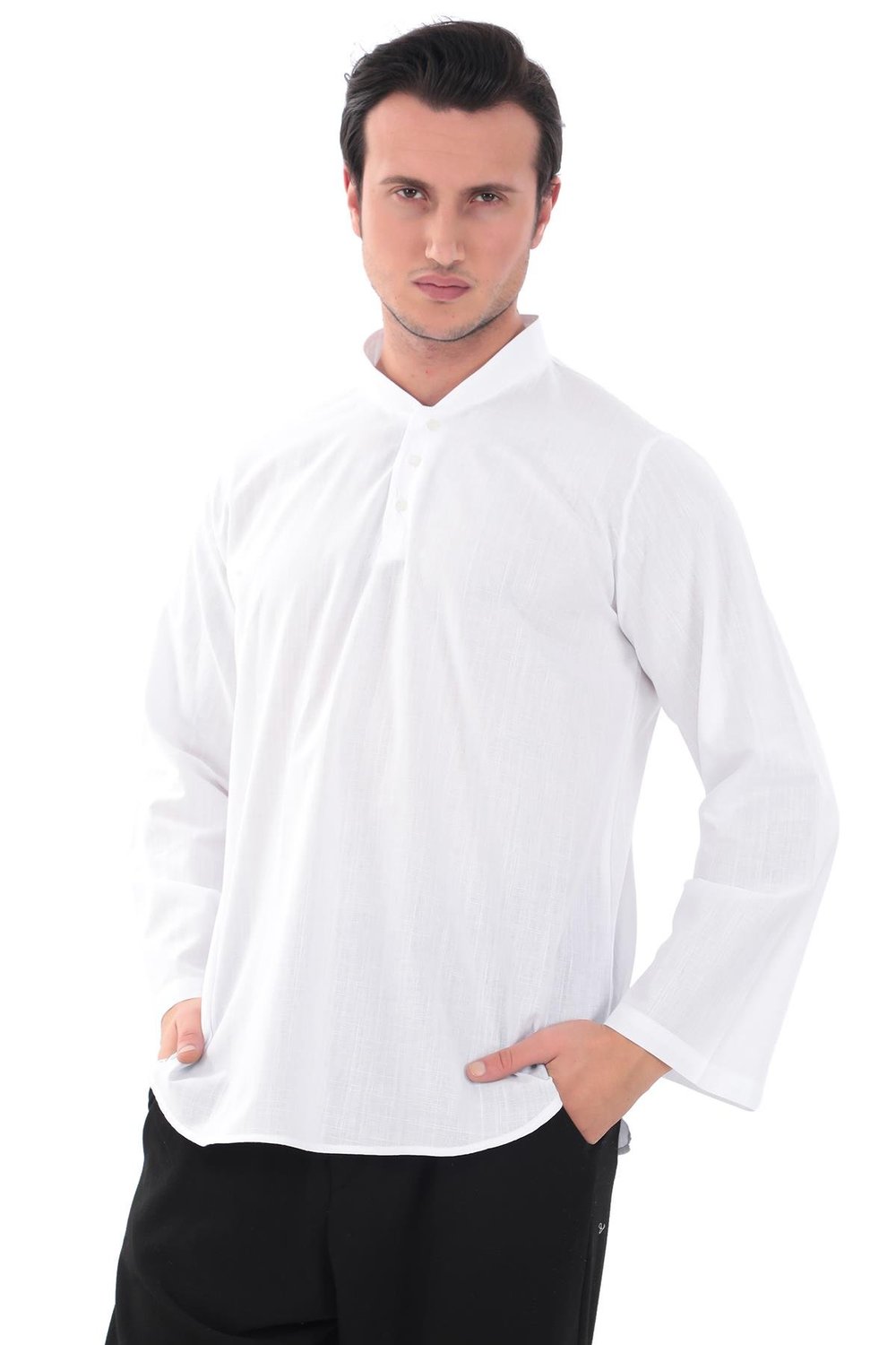 Hakim Yaka Gömlek - 3 Düğme Erkek Modeli 