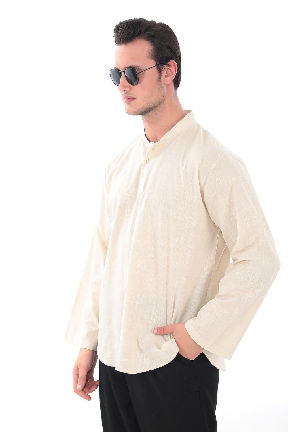 Hakim Yaka Gömlek - 3 Düğme Erkek Modeli 