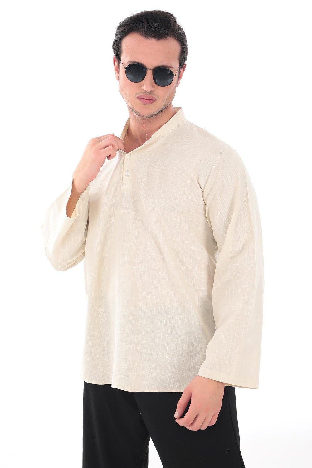 Hakim Yaka Gömlek - 3 Düğme Erkek Modeli 