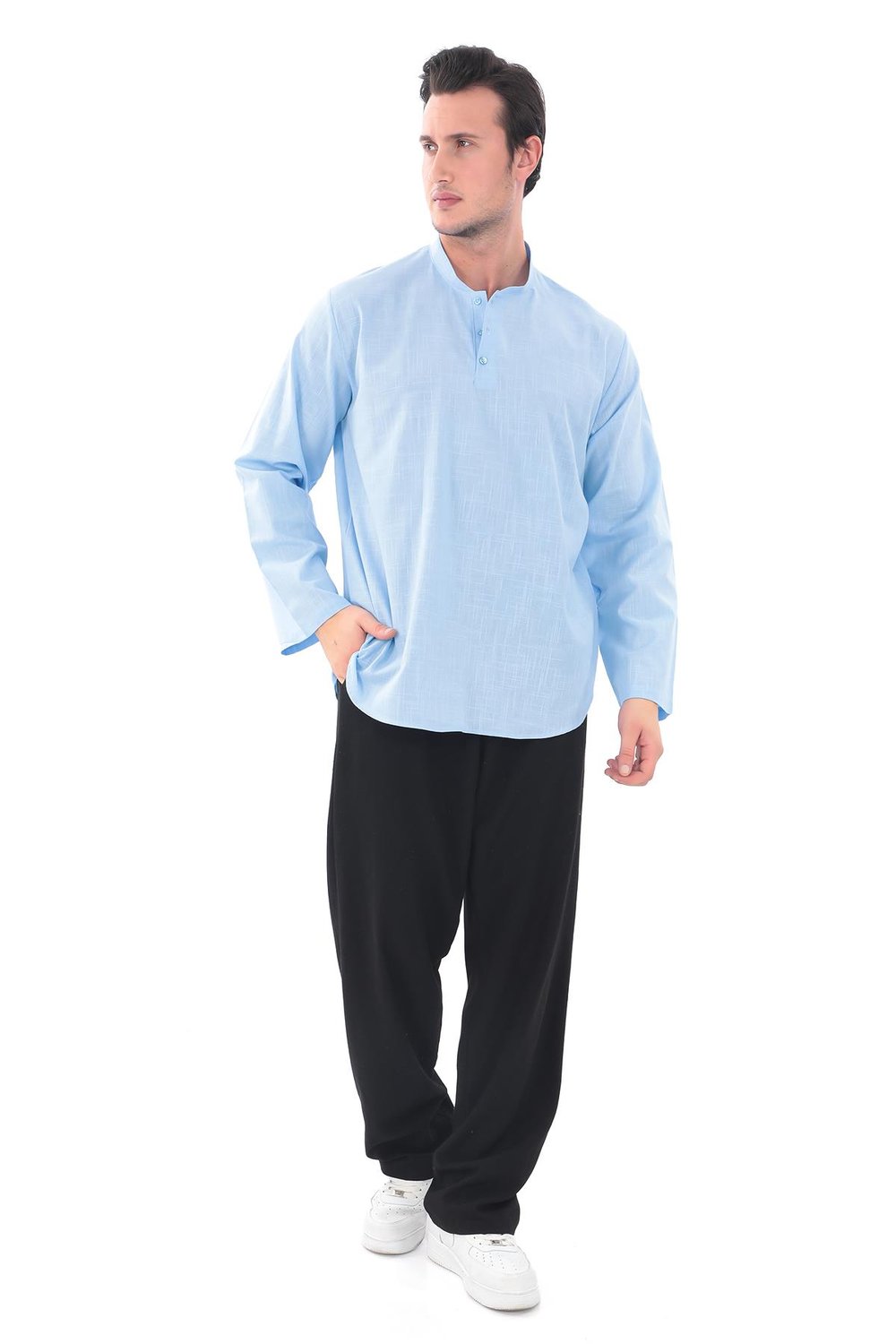 Hakim Yaka Gömlek - 3 Düğme Erkek Modeli 