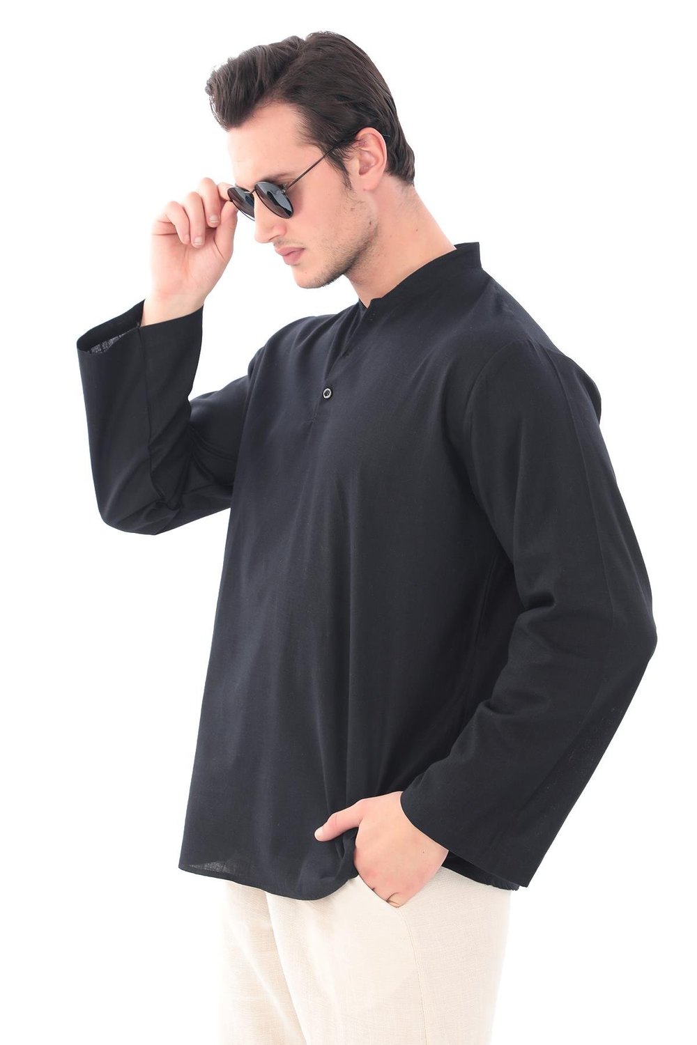 Hakim Yaka Gömlek - 3 Düğme Erkek Modeli 