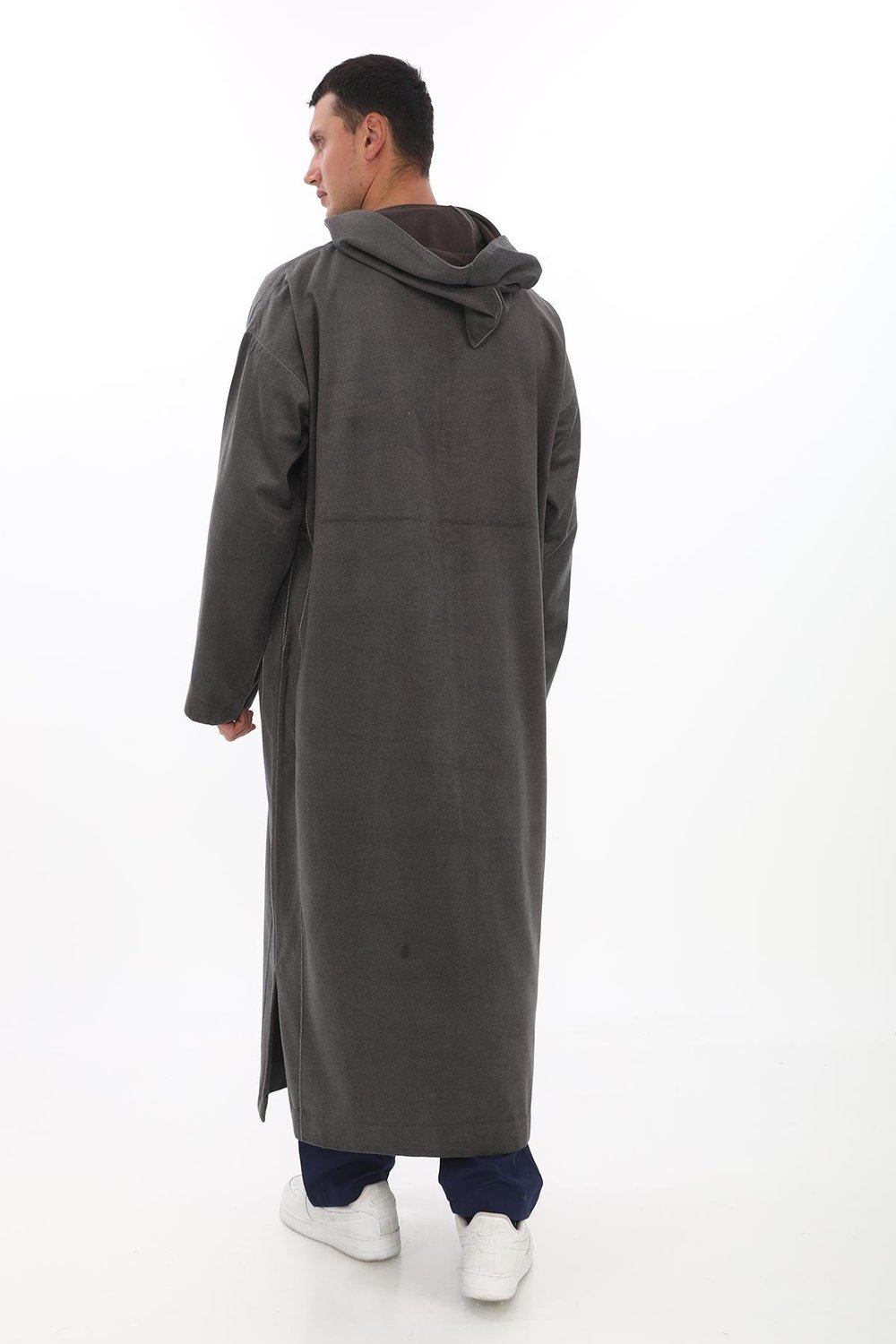 Kapüşonlu Fistan ve Cellabiye - Kışlık Fistan - Gri