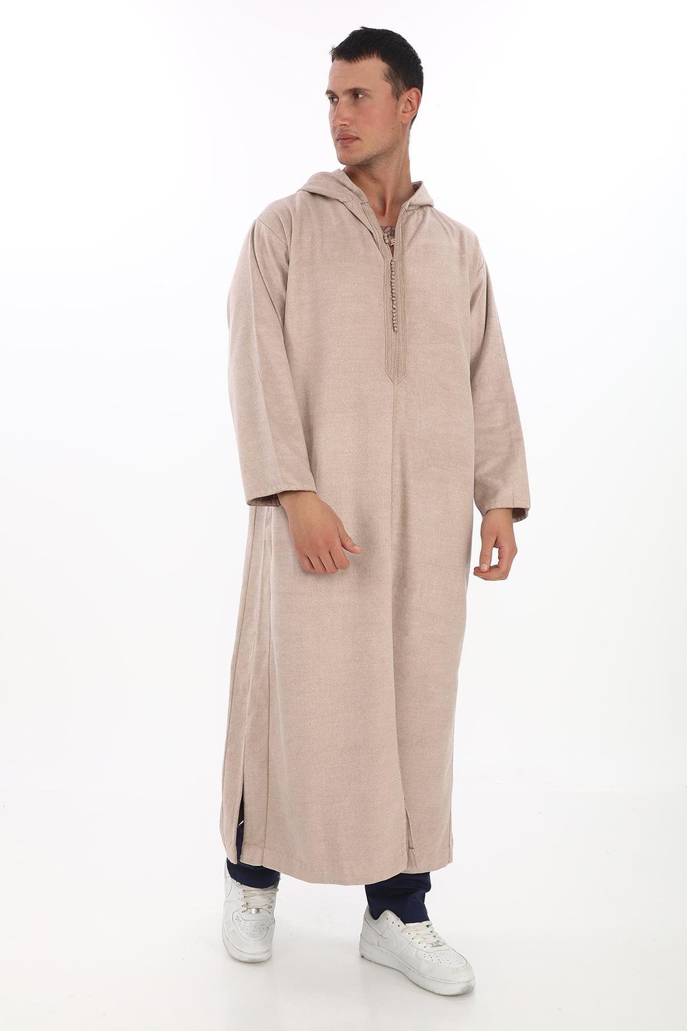 Kapüşonlu Kışlık Fistan / Cellabiye – Krem