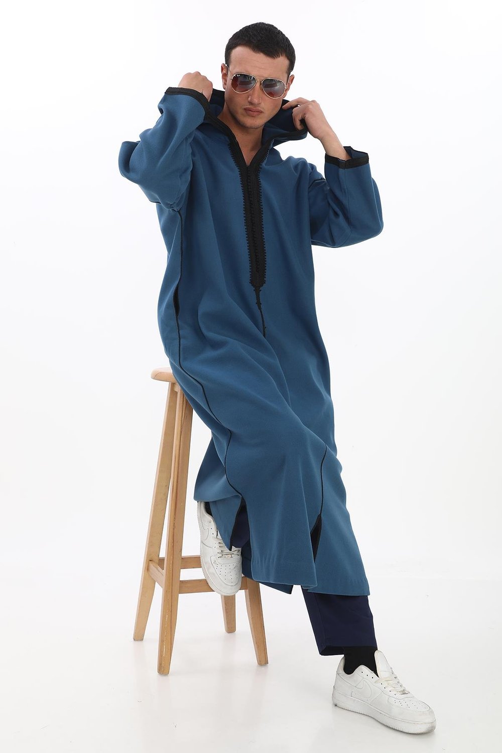 Kapüşonlu Fistan ve Cellabiye - Kışlık Fistan - Lacivert