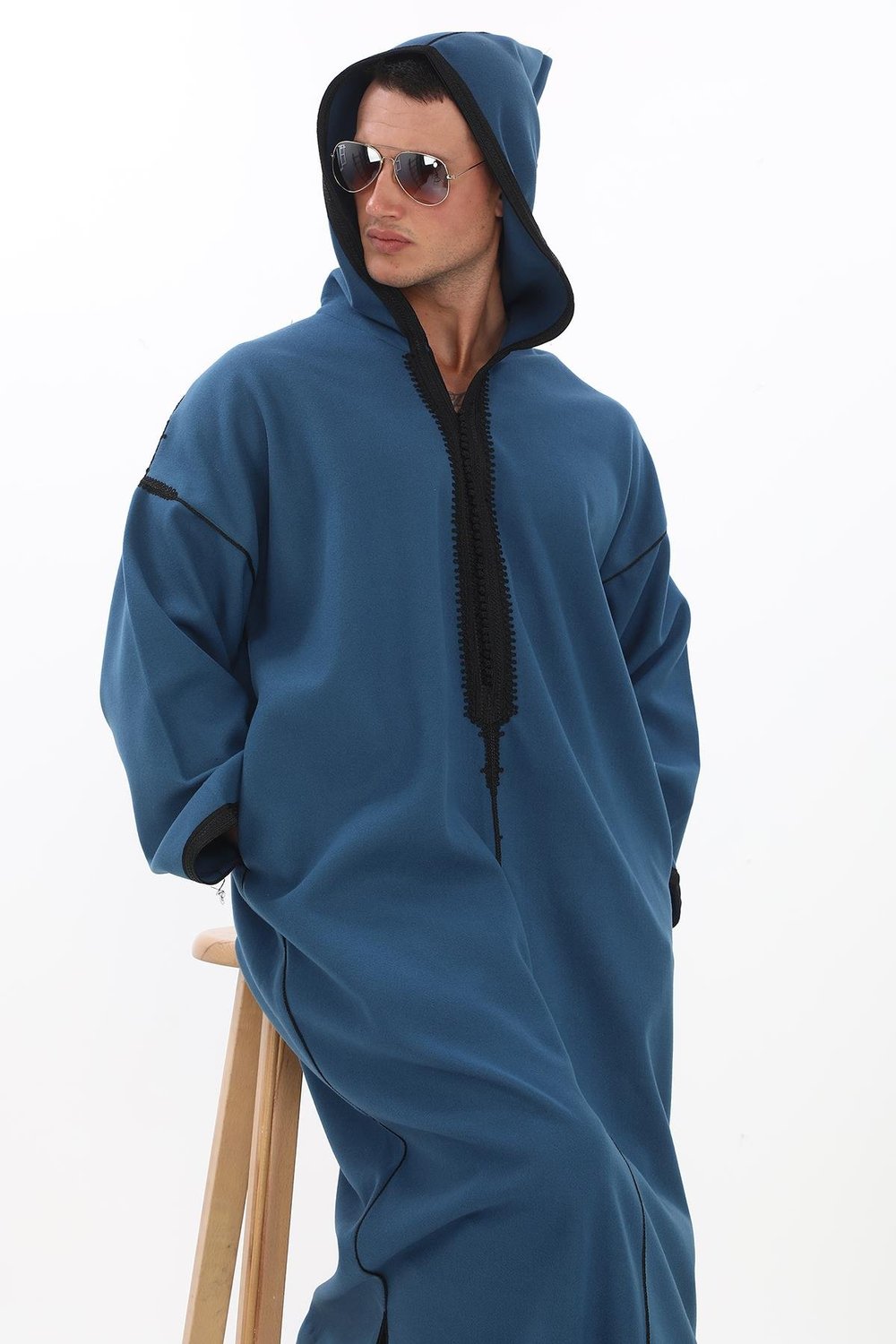 Kapüşonlu Fistan ve Cellabiye - Kışlık Fistan - Lacivert