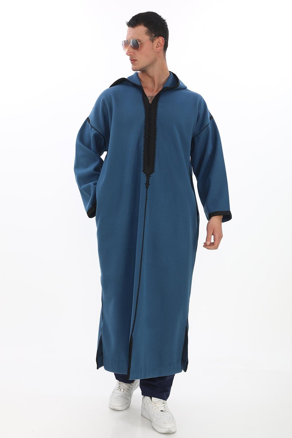 Kapüşonlu Fistan ve Cellabiye - Kışlık Fistan - Lacivert