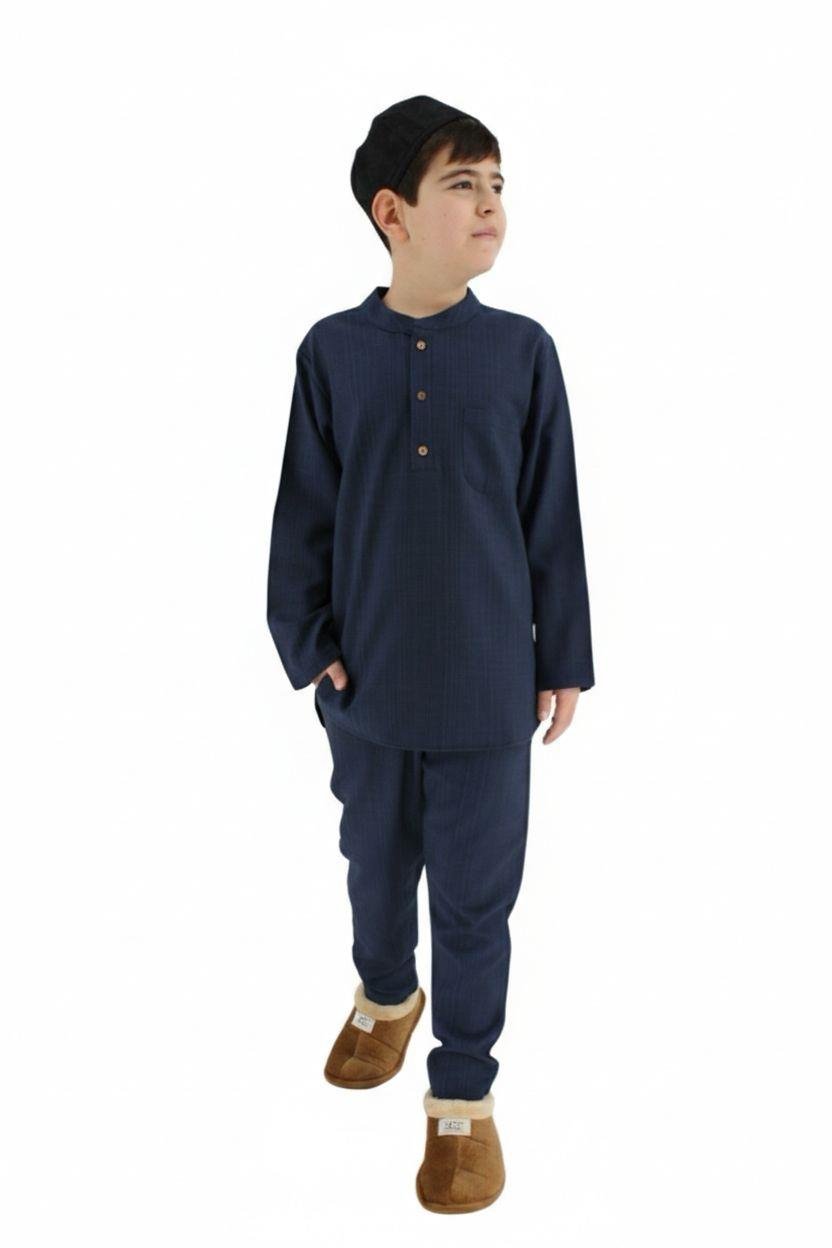 Lüks Keten Çocuk Erkek Umre Kıyafeti Alt Üst Takım