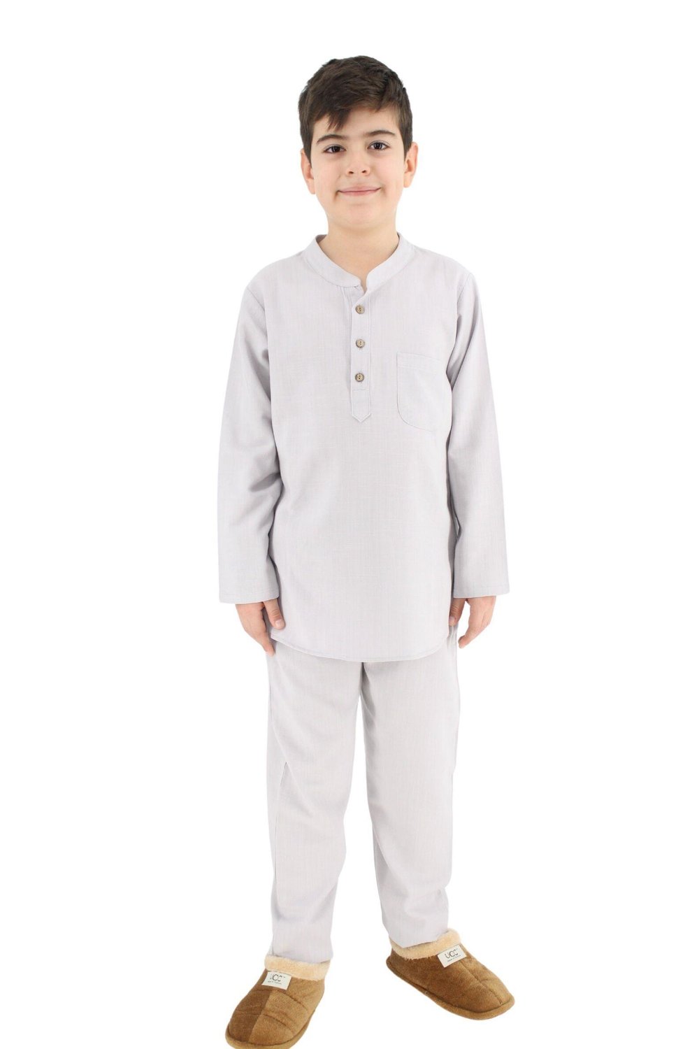 Lüks Keten Çocuk Erkek Umre Kıyafeti Alt Üst Takım