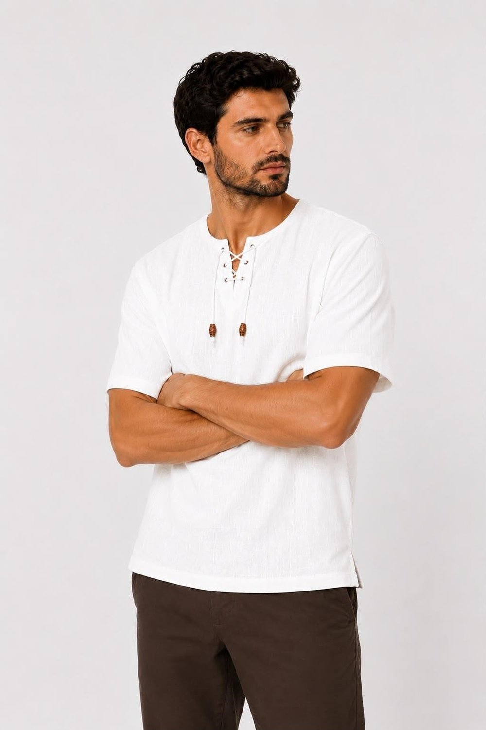 Oversize Erkek Tişört – İpli kısa kol Yakasız %100 Pamuk-BeyazOversize Erkek Gömlek – İpli Yakasız %100 Pamuk GOMLEKİP-01OVERSİZE GÖMLEK İPLİSUFFA