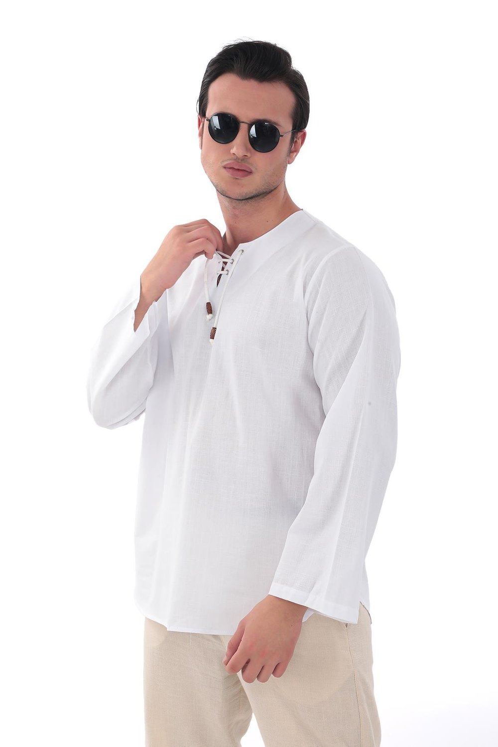 Oversize Gömlek Erkek - İslami Giyim Yakasız 