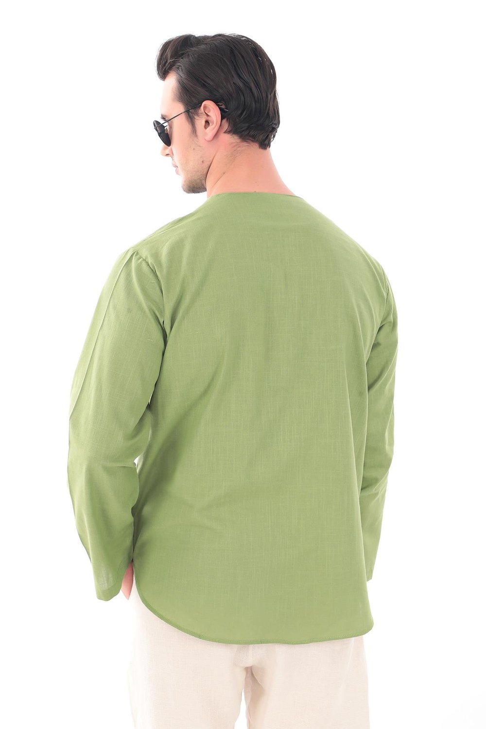 Oversize Gömlek Erkek - İslami Giyim Yakasız 