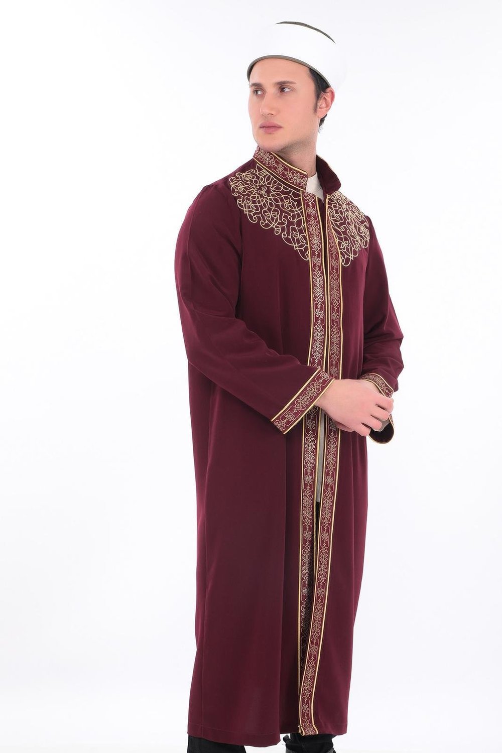 Prestij Seri -Özel Nakışlı Bordürlü İmam Cübbesi