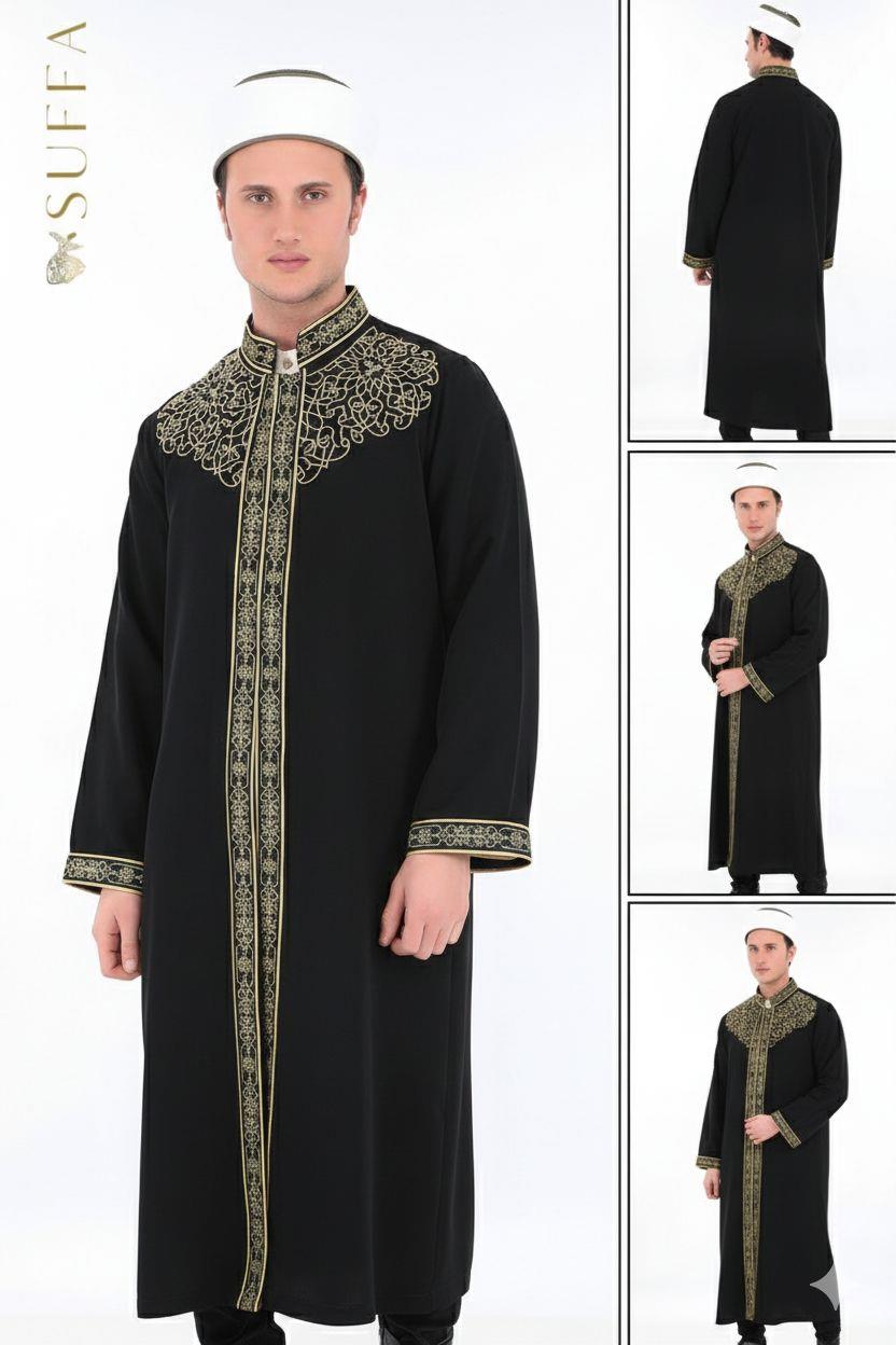 Prestij Seri -Özel Nakışlı Bordürlü İmam Cübbesi