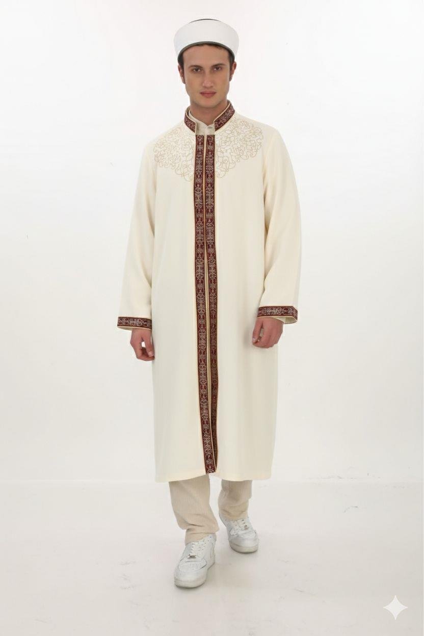 Prestij Seri -Özel Nakışlı Bordürlü İmam Cübbesi