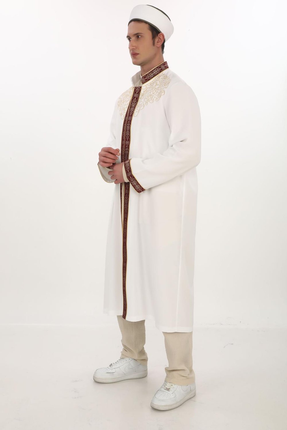 Prestij Seri -Özel Nakışlı Bordürlü İmam Cübbesi