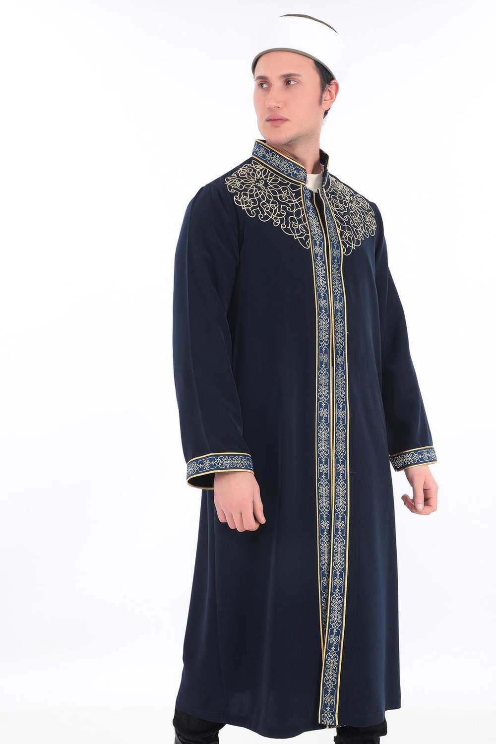 Prestij Seri -Özel Nakışlı Bordürlü İmam Cübbesi