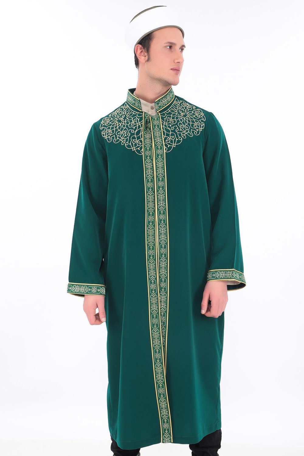 Prestij Seri -Özel Nakışlı Bordürlü İmam Cübbesi