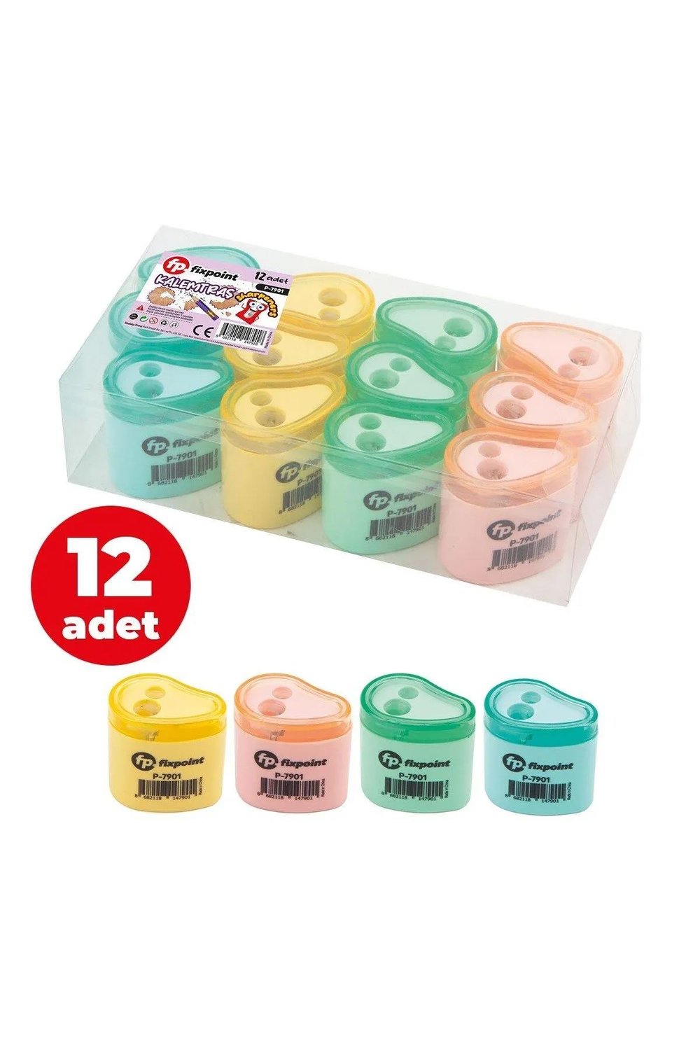 Kalemtraş 2li Damla, 12li Paket astel FixPoint  P-7901