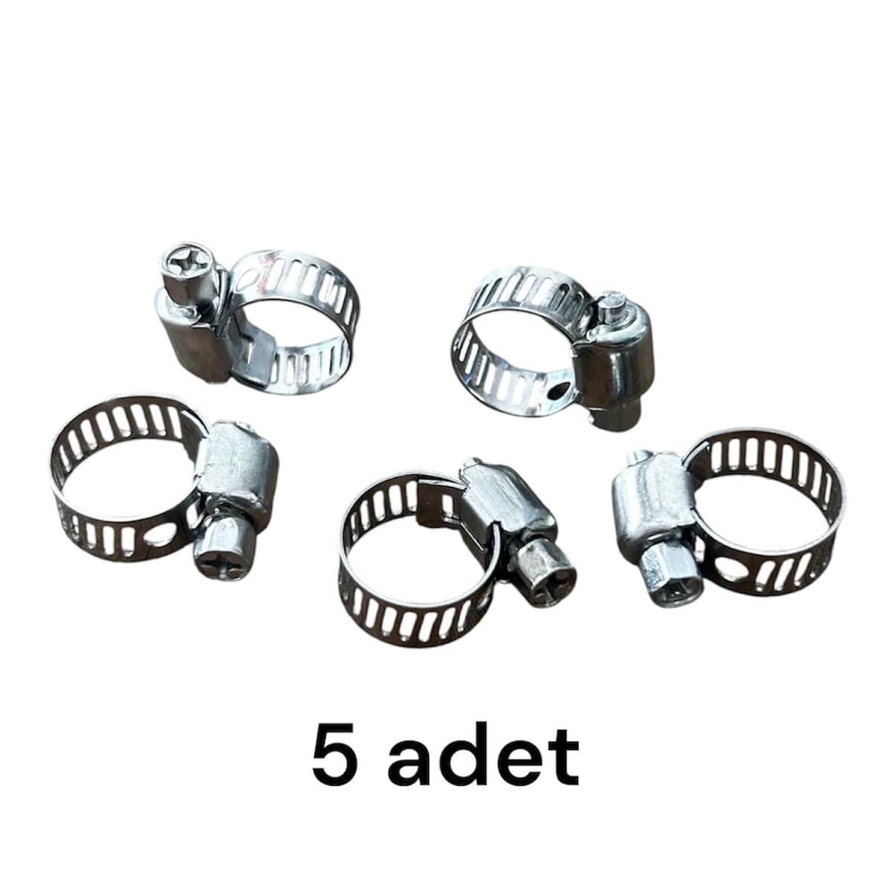 8-12 mm Metal Hortum Kelepçesi 5 Adet - Paslanmaz Çelik Sıkma Kelepçesi, Ayarlanabilir Boru Kelepçesi