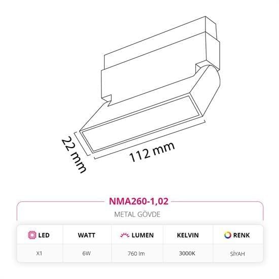 Moda Aydınlatma 48V Akordiyon Linear Magnet Armatür Siyah MD-M 6013-02