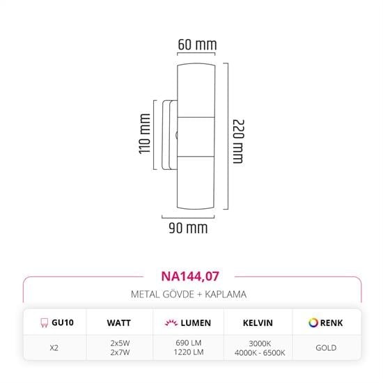 Moda Aydınlatma Çift Yönlü İç Mekan Aplik Gold MD-A 5200-07