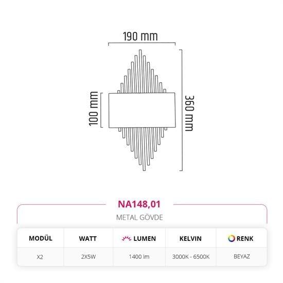 Moda Aydınlatma Çift Yönlü Ledli İç Mekan Aplik Beyaz MD-A 5251-01