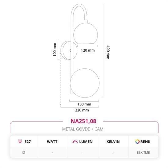 Moda Aydınlatma Dekoratif İç Mekan Aplik Eskitme MD-A 5242-08