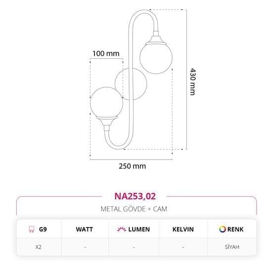 Moda Aydınlatma Dekoratif İç Mekan Aplik Siyah MD-A 5245-02