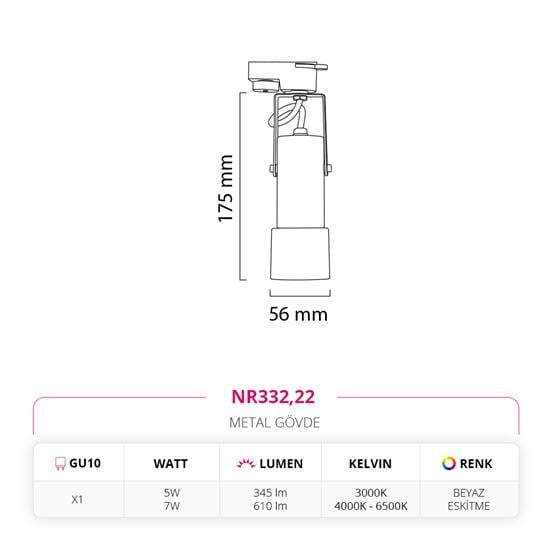 Moda Aydınlatma Dekoratif Ray Spot Beyaz Eskitme MD-R 1133-22